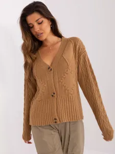 Women's camel sweater with braids