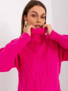 Women's fuchsia turtleneck sweater