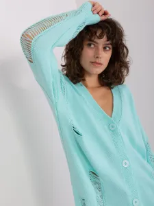 Women's mint cardigan with wool