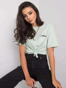 Women's mint T-shirt with embroidery #4793862