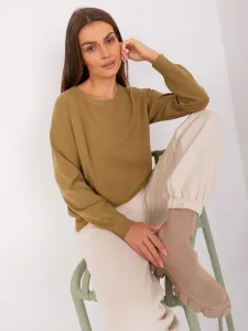 Women's olive green classic sweater with cotton