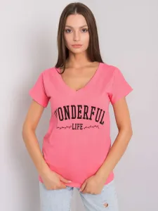 Women's pink T-shirt with inscription