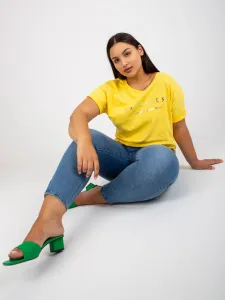 Yellow asymmetrical cotton t-shirt larger size
