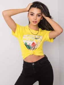 Yellow cotton T-shirt with inscription