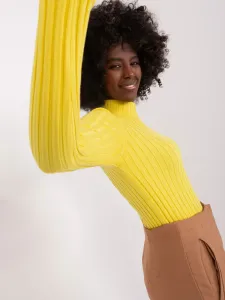 Yellow ribbed viscose sweater