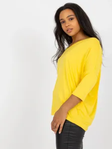 Yellow viscose blouse of larger size with V-neck
