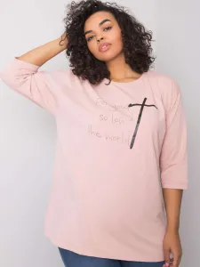 Muted pink blouse with stone lettering