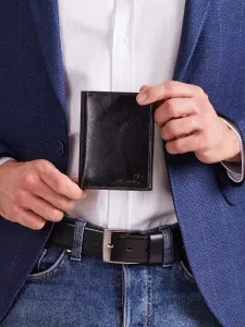 Black Leather Vertical Wallet for Men