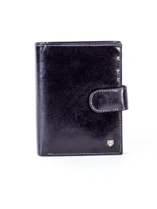 Black leather wallet with closure