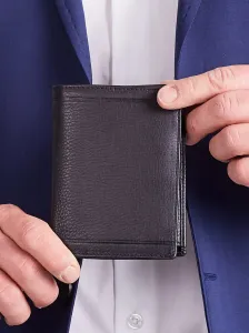 Black Vertical Men's Leather Wallet