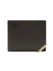 Horizontálna pánska peňaženka so zlatým akcentom, prírodná lícová koža - Rovicky #5351642