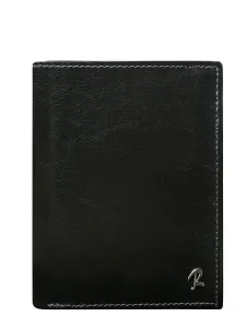 Men's black leather wallet with anti-theft lock