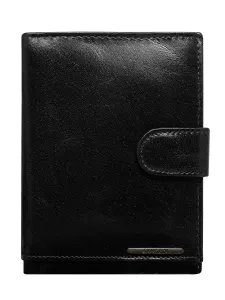 Men's Black Leather Wallet with Buckle