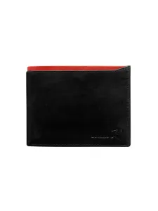Men's horizontal wallet with red cube