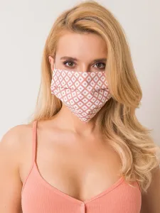 Dusty pink protective mask with geometric patterns