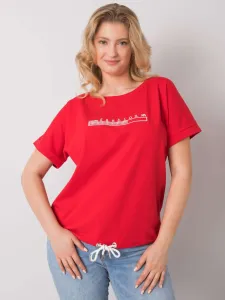 Oversized red blouse with embroidery