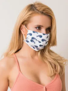 White and dark blue protective mask with print