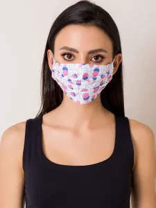 White cotton protective mask with print #4749512