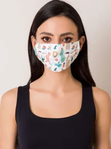 White, reusable cotton mask with print