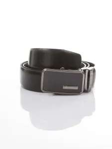 Men's Black Leather Strap with Automatic Buckle