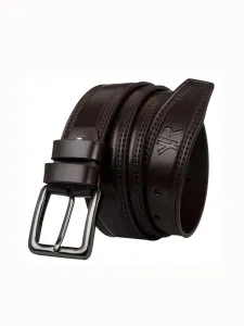 Men's brown leather belt with buckle #4851913