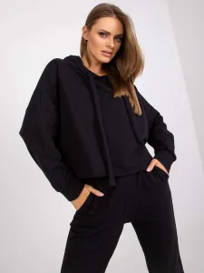 Basic black two-piece cotton sweatshirt
