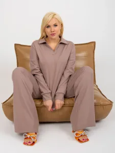 Dark beige plus size set with trousers
