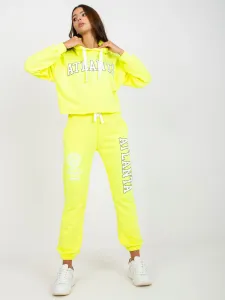 Fluo yellow two-piece sweatshirt set with print
