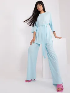 Light blue casual set with oversize blouse