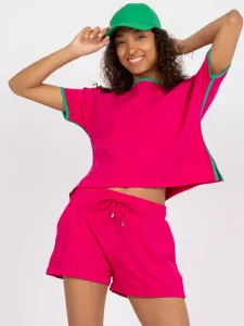 Pink and green cotton basic set with shorts RUE PARIS #4756201
