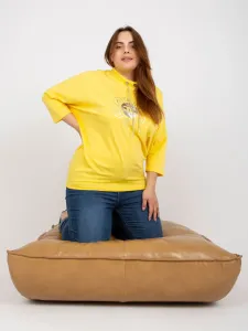 Yellow blouse oversized for everyday wear with 3/4 sleeves