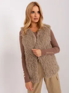 Beige eco-friendly fur vest OCH BELLA