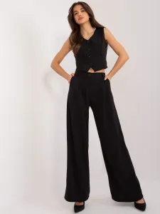 Black elegant set with wide trousers RUE PARIS