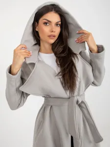 Grey lady's tracksuit coat with belt