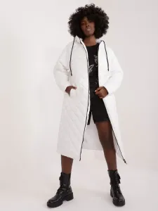 White long quilted jacket with hood