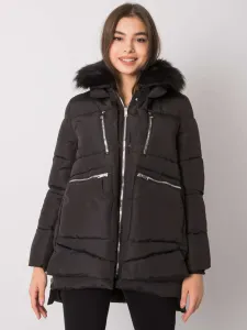 Dámska čierna zimná bunda s kapucňou #4791434