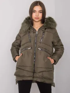 Dámska khaki zimná bunda s kapucňou #4784462