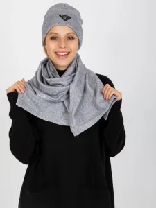Grey winter set with scarf and cap