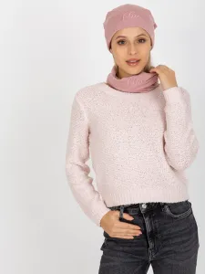 Light pink knitted cap and chimney