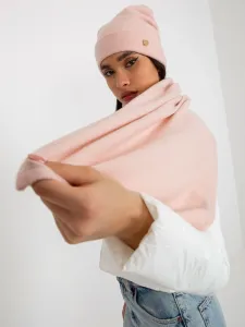 Light pink winter set with scarf and cap