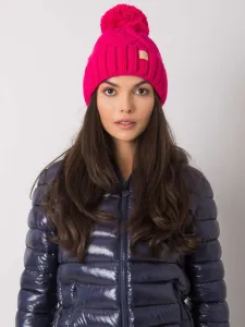 Pink winter cap with pompom