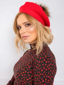 Red beret with pompom
