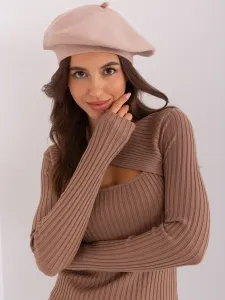 Beige women's beret with cashmere
