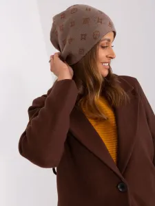Brown women's winter hat with rhinestones