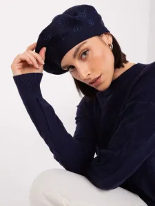 Navy blue women's beret with rhinestones