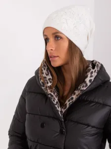 Women's winter hat Ecru with rhinestones