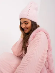 Women's winter hat in light pink color
