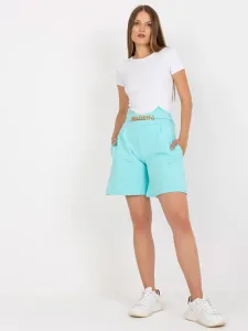 Casual mint cotton shorts #4800012