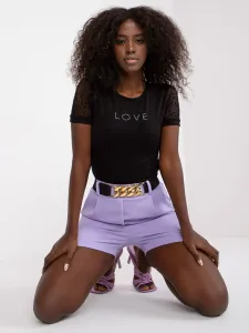Elegant purple women's shorts with belt #5335980