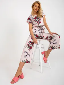 Light pink floral overall with wide legs